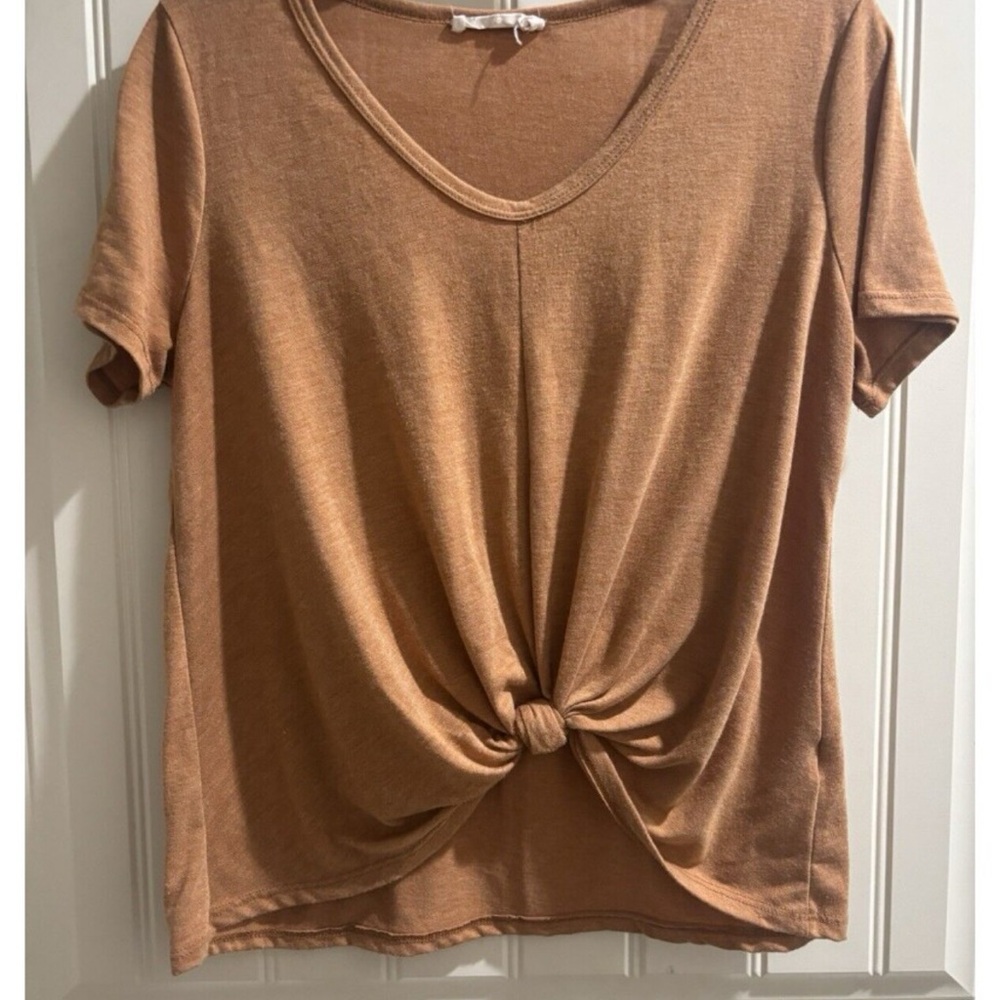 All in Favor Brown Knot Front Tee